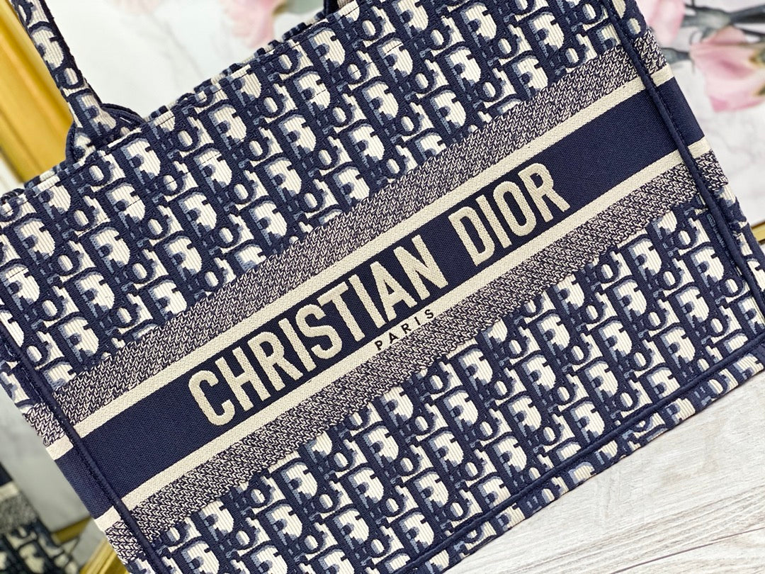 Dior Book Tote-小號36.5cm-深藍老花