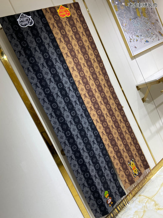 路L家-羊毛羊絨刺繡長金 40*205cm