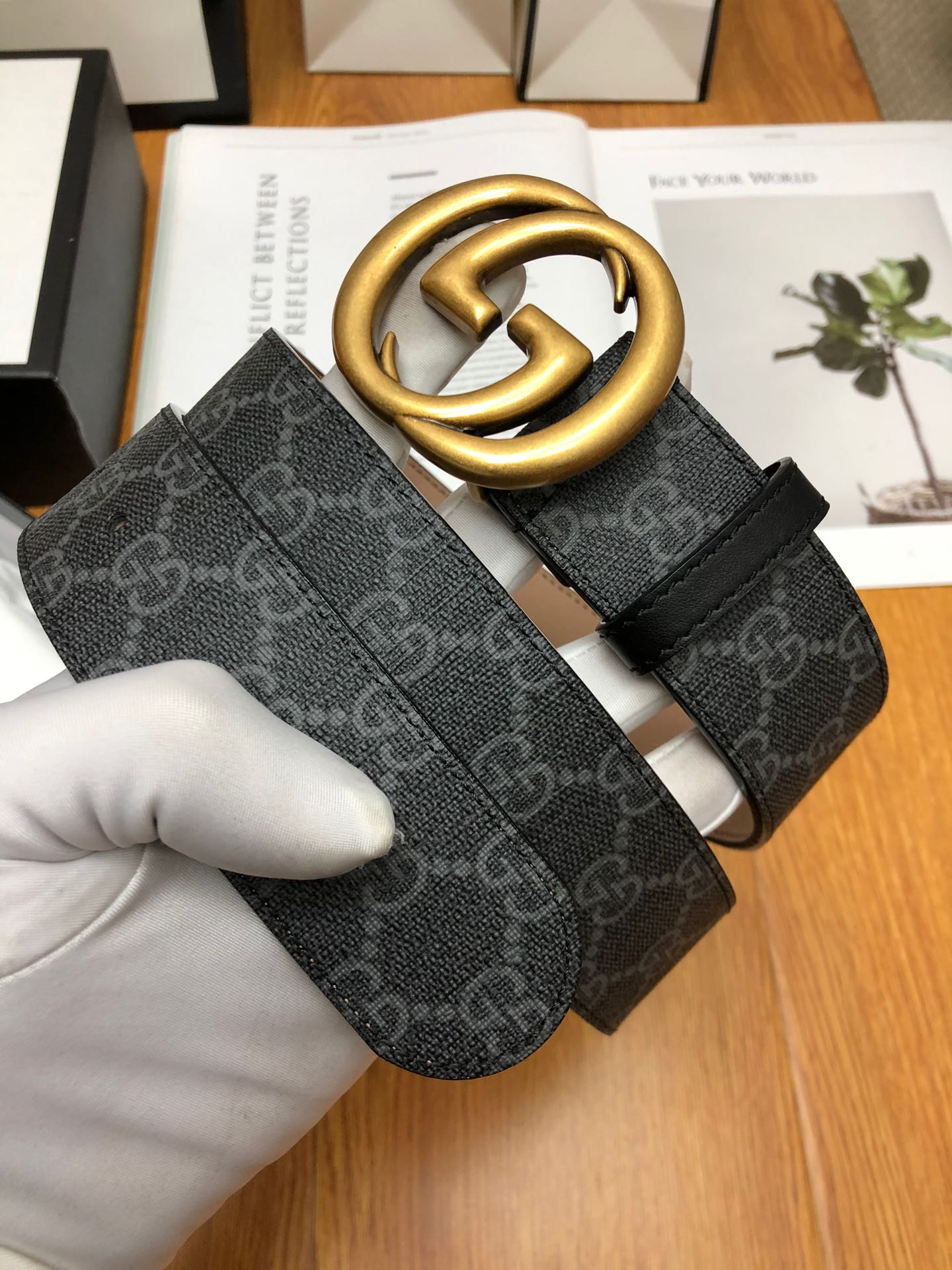 古G家-老花皮帶-3.8cm-男款