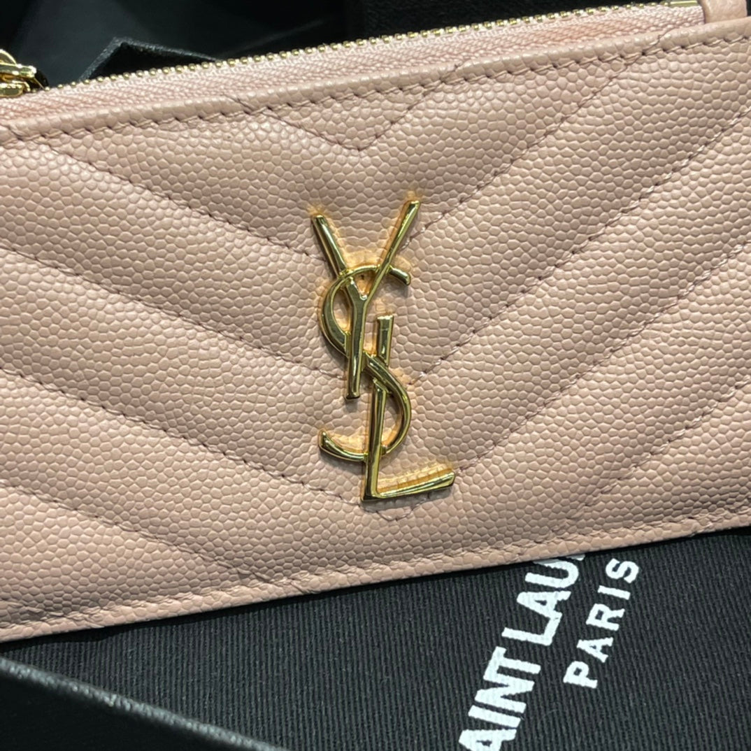 YSL 新品卡包_粉色金扣