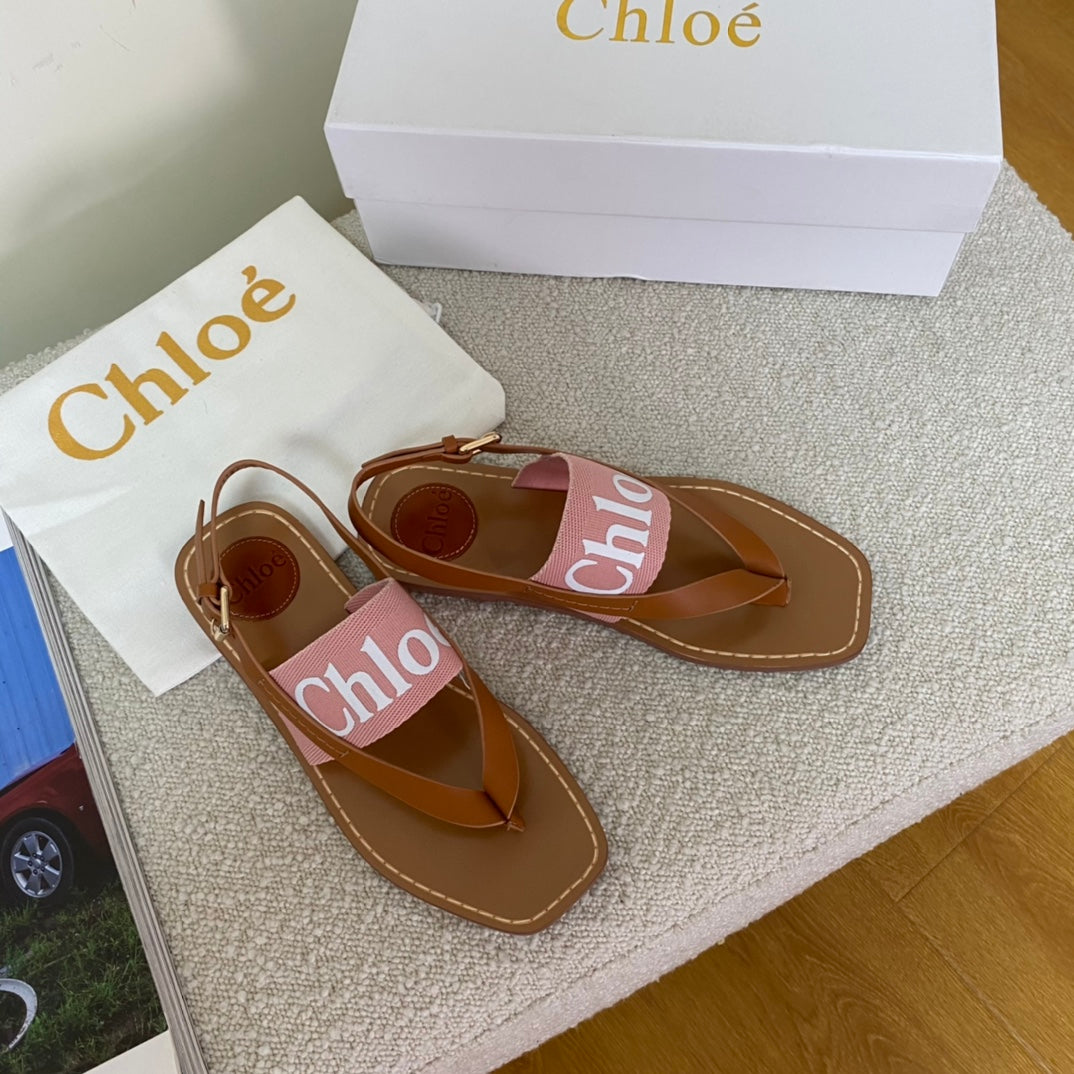 Chloe鞋-Chloe Woody Logo 涼鞋（粉）