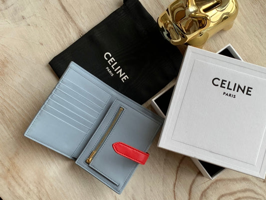 Celine 中夾-STRAP粒面小牛皮錢包
