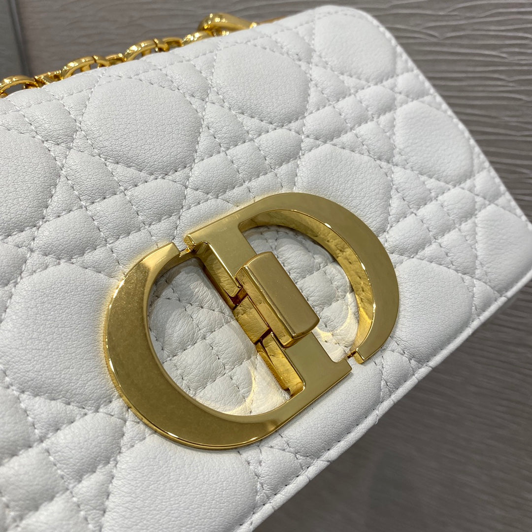 Dior Caro 小號20cm-白色小牛皮
