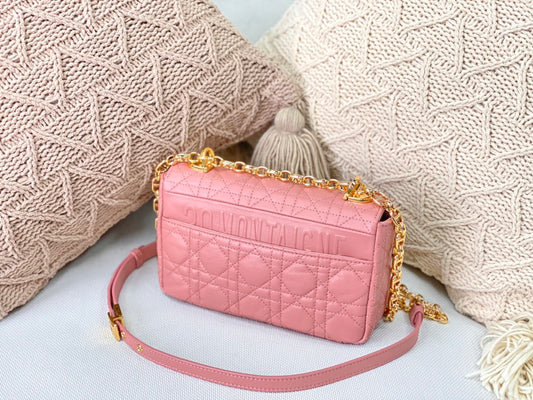 Dior Caro 小號20cm-粉色小牛皮