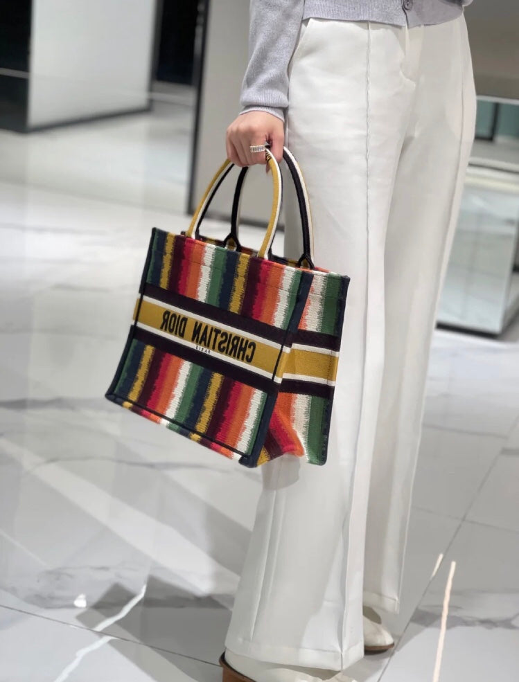Dior Book Tote-小號36.5cm-多色條紋