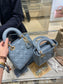 Dior-Mini Lady Dior手袋-三格黛妃-17cm-天藍珐瑯扣