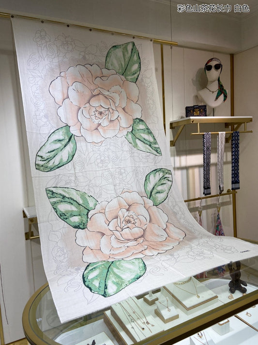 小香家-彩色山茶花長圍巾 110*200cm 100%頂極羊絨