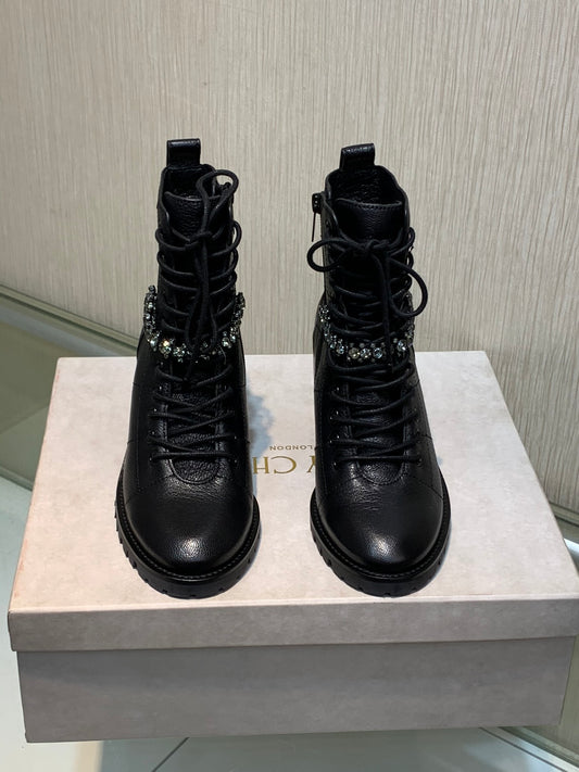 JC傑米-2022秋冬新款 施華洛奇水鑽女靴 6.5cm