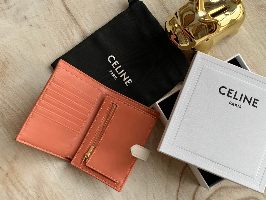 Celine 中夾-STRAP粒面小牛皮錢包