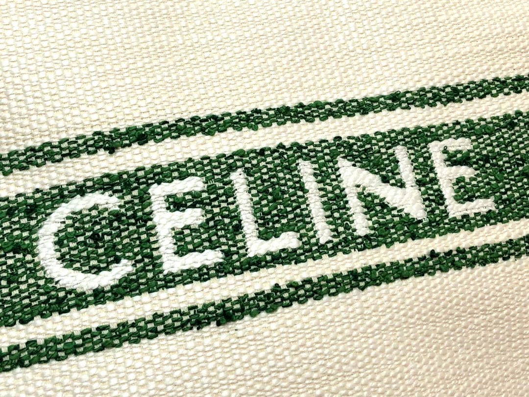 CABAS CELINE “PLEIN SOLEIL”織物和牛皮革方形手袋