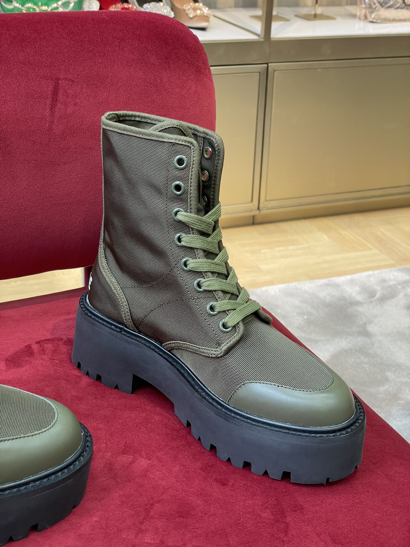 賽C家-22fw 秋冬新款靴子 鞋面帆布拼接皮革（尺碼35-41)