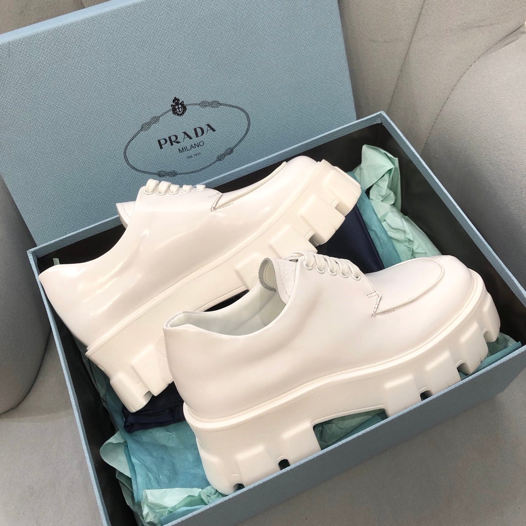 Prada鞋-Prada Monolith 厚底 鞋帶款 樂福鞋