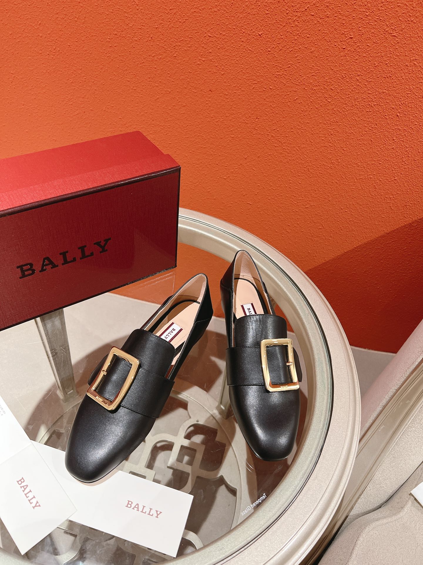 BALLY-經典方扣平底樂福鞋 黑色