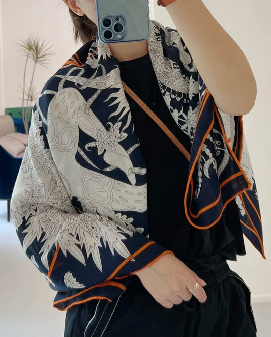 小愛款-頂級雙配色圍巾 140*140cm 真絲羊絨