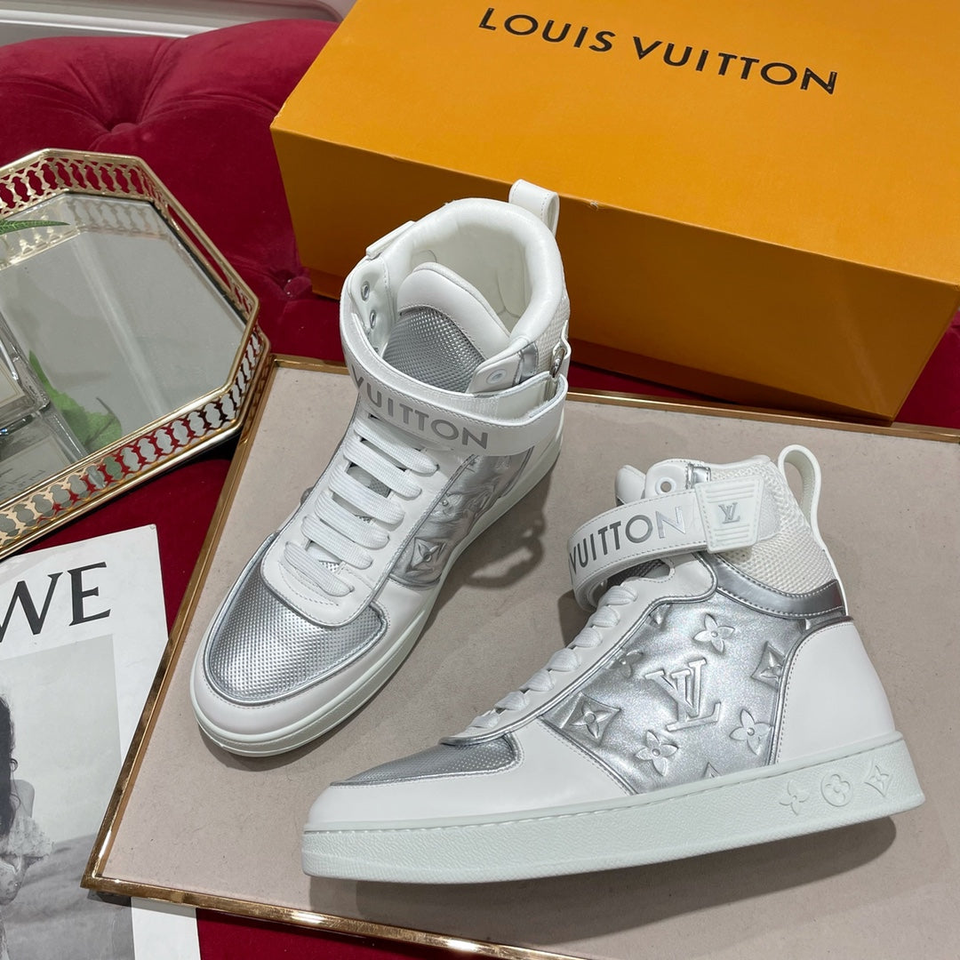 LV鞋-LV TRAINER 高筒 休閒鞋（銀）