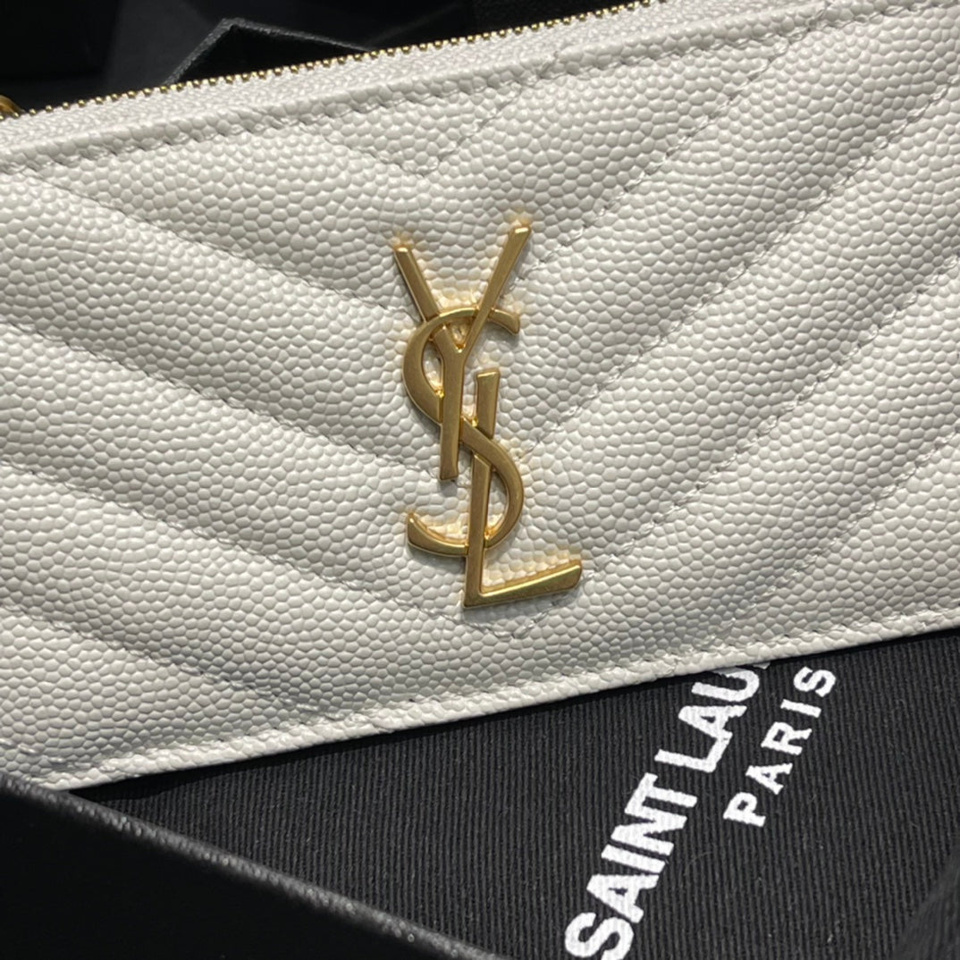 YSL 新品卡包_白色金扣