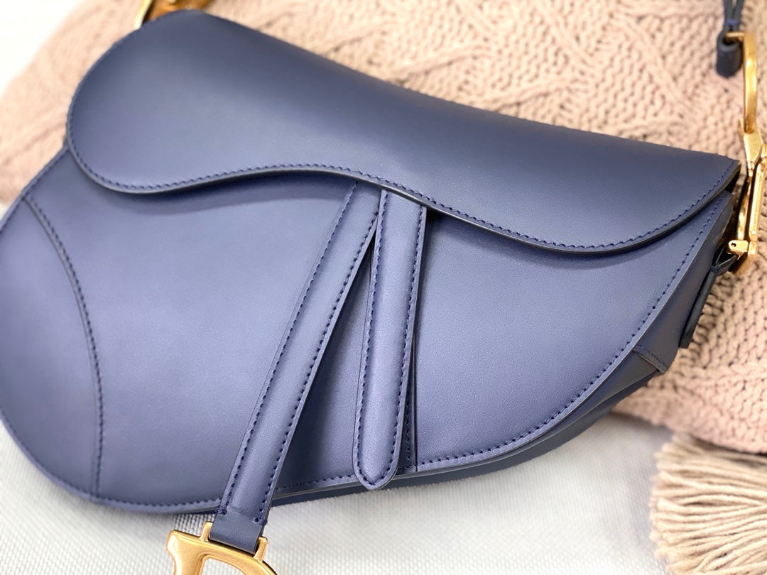 Dior Saddle 馬鞍包-平紋牛皮-大號夜藍色-25.5cm