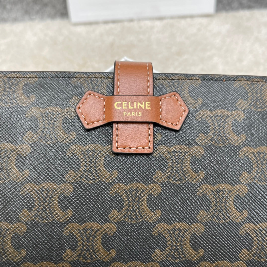 Celine 凱旋門老花中夾-羊皮