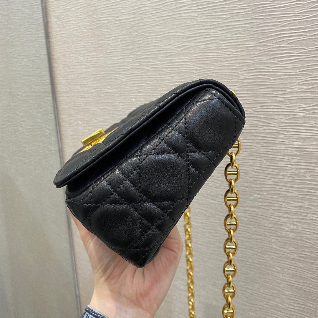 Dior Caro 小號20cm-黑色小牛皮