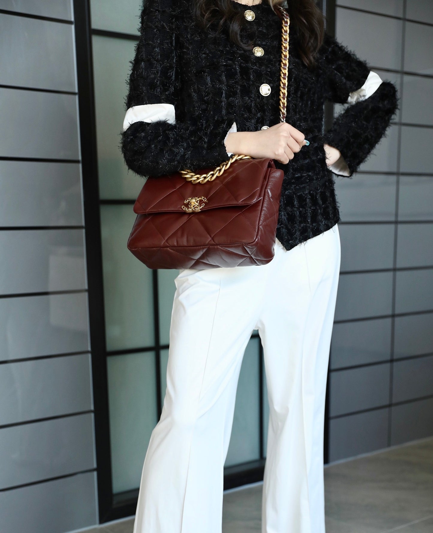 Chanel 19Bag-中號深棗紅