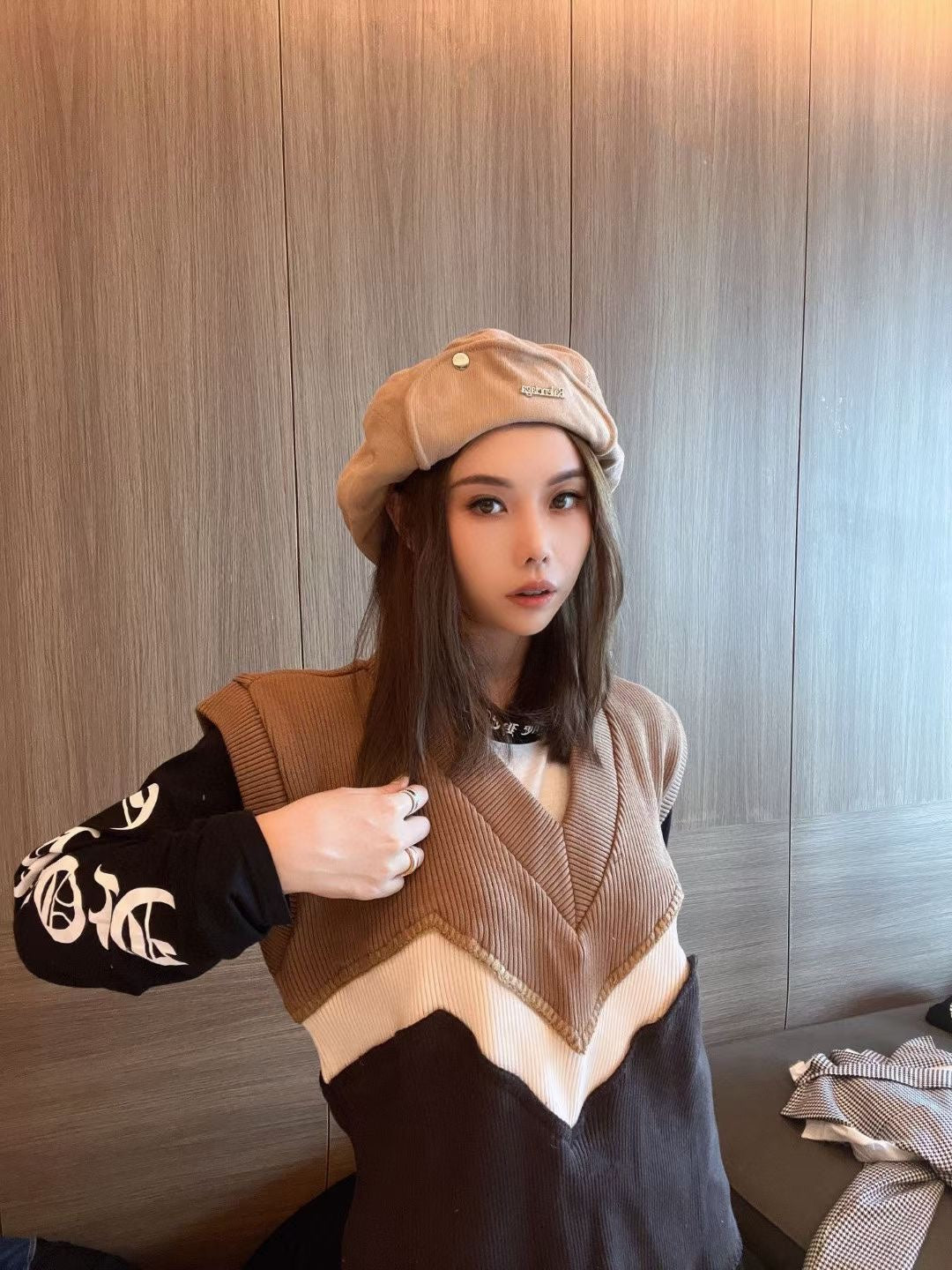 巴黎世-雲朵報童帽 杏色
