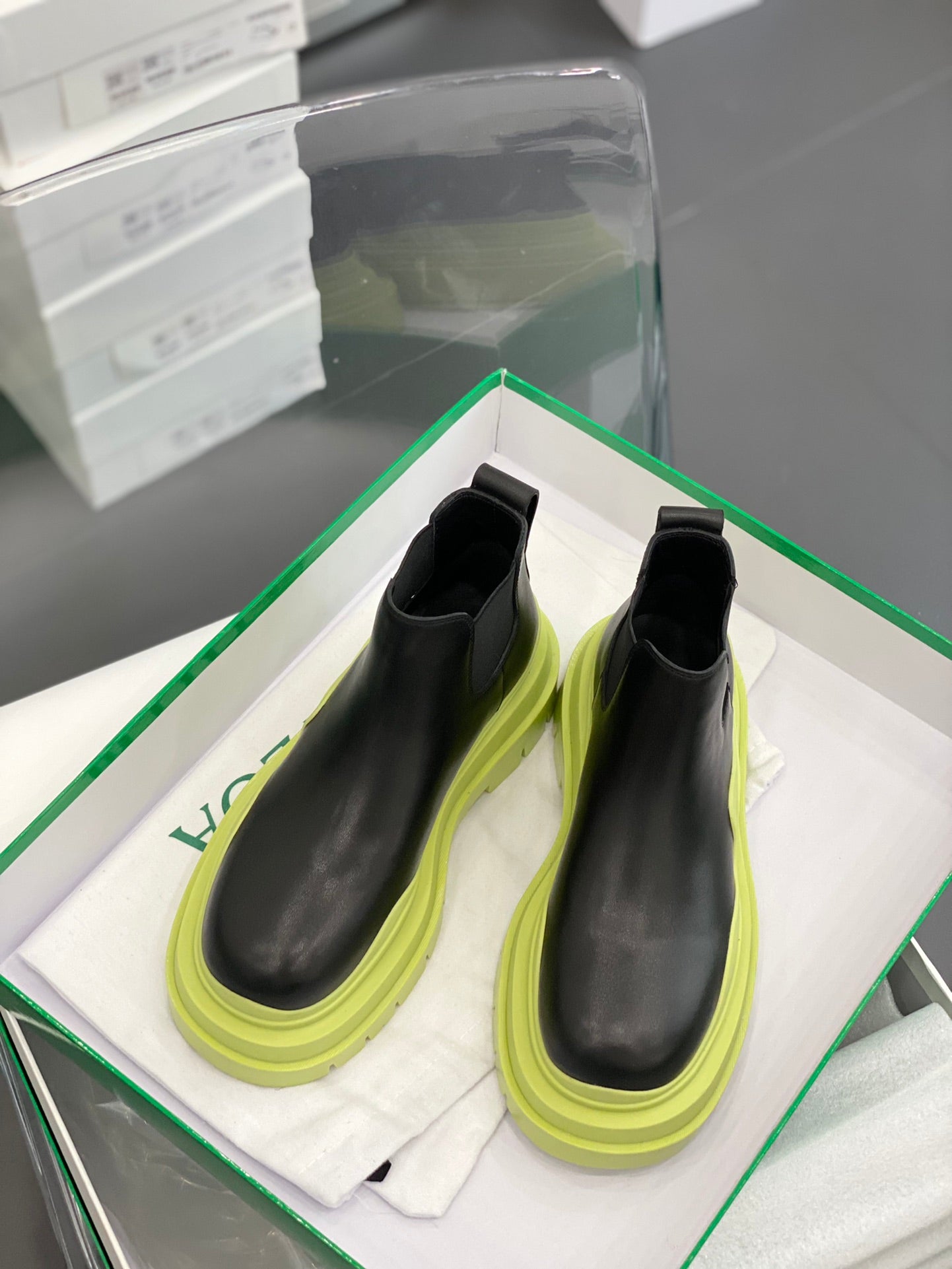 BV鞋-BV 黃黑配色 厚底短靴