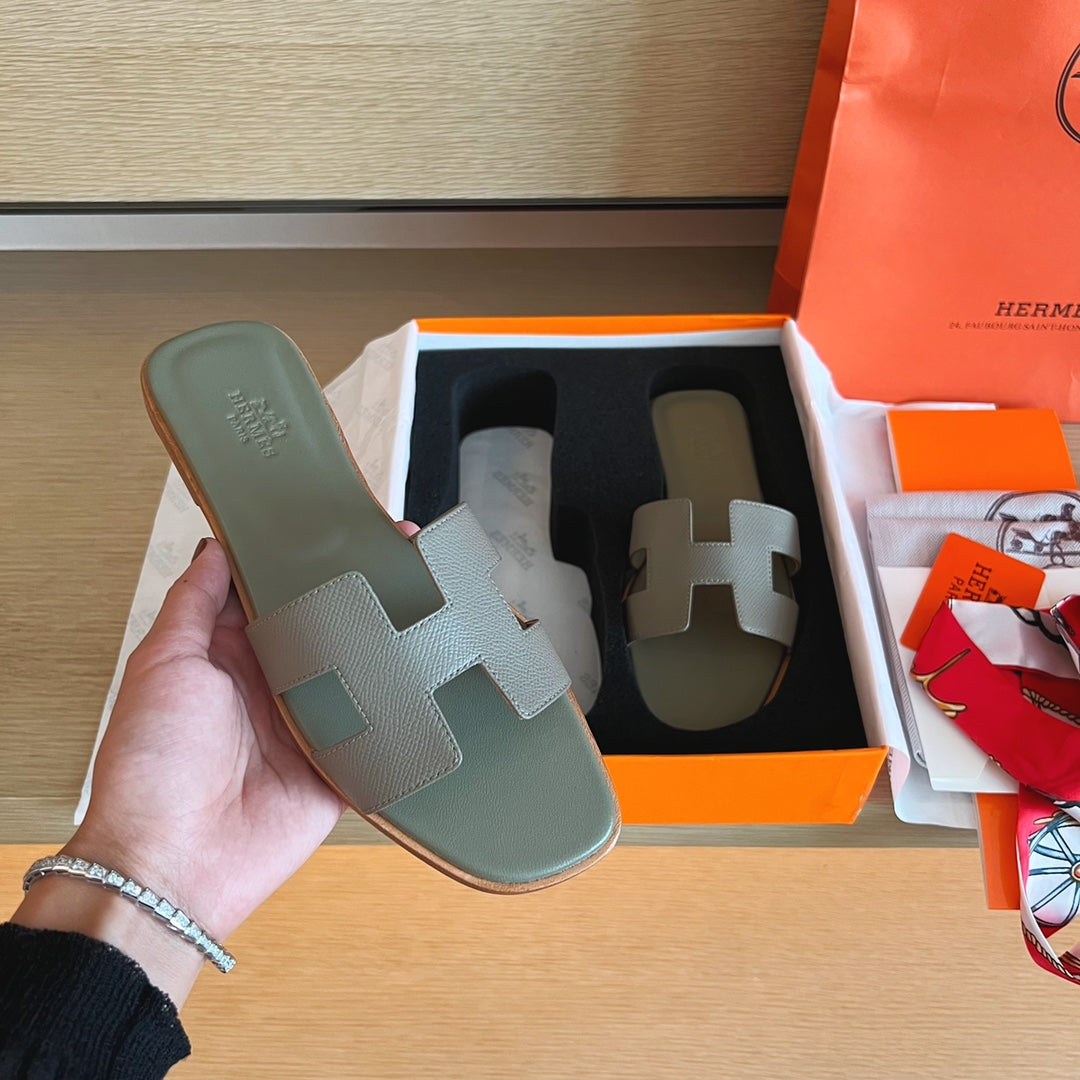 小愛款-H平底拖鞋 掌紋系列 全包中底