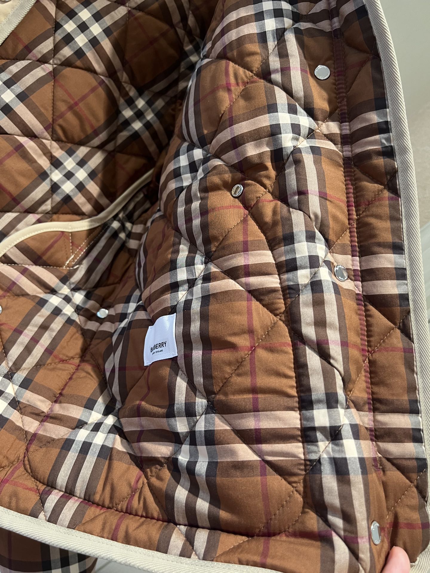 巴B家-秋冬棉服-經典格紋拼接燈芯絨衣領