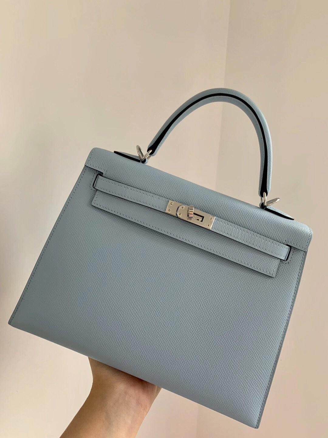 Hermes-Kelly 25-T0 霧霾藍-Epsom-銀扣-外縫
