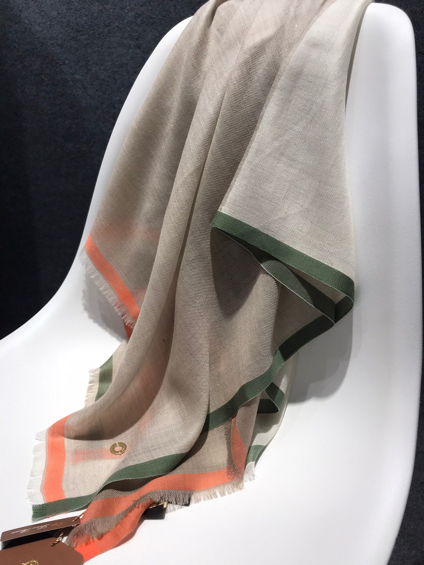 L-Piana-漸變色細線條羊絨金屬絲圍巾-110*110cm