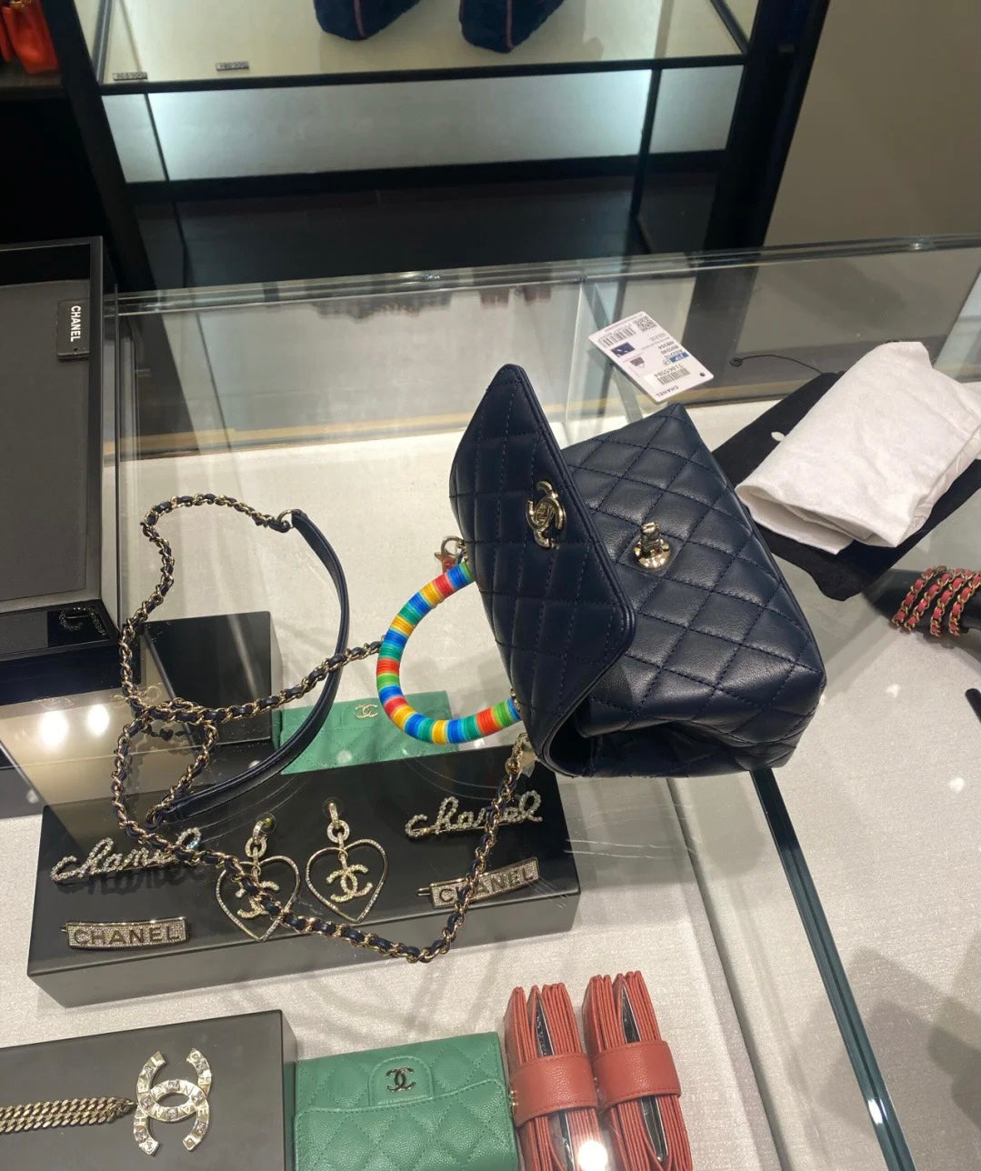 Chanel mini coco handle彩虹包-深藍色