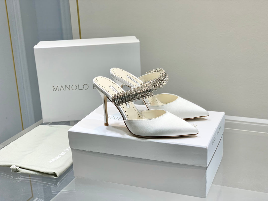 Manolo Blahnik-尖頭水鑽 高跟鞋 細跟鞋