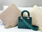 Dior Lady D-Lite黛妃包-天鵝絨刺繡綠色