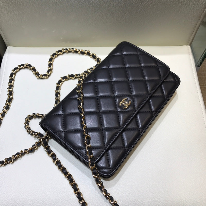 小香家-經典WOC-19cm 黑色羊皮金扣