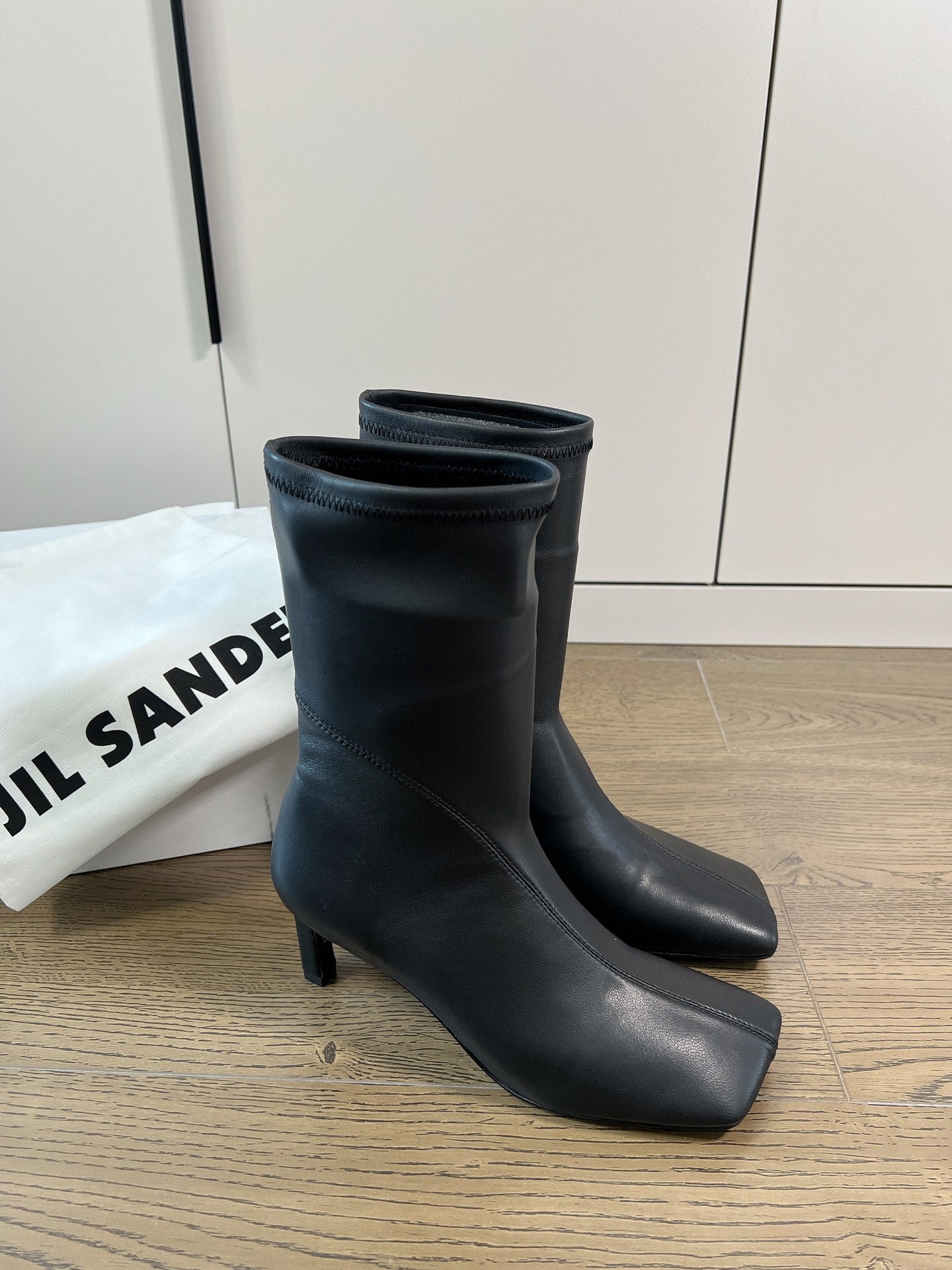 Jil sander-方頭高跟靴 8cm