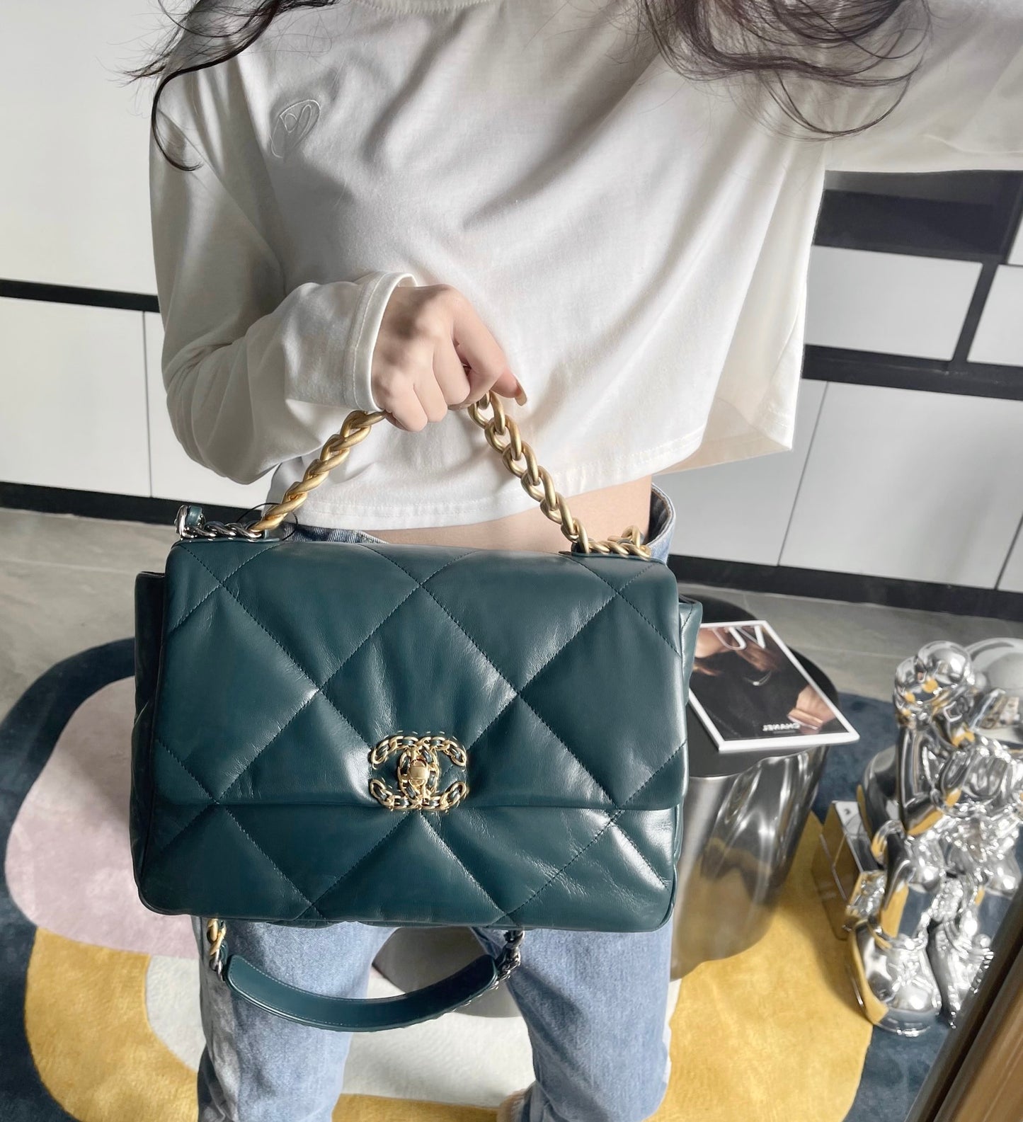 Chanel 19Bag-中號墨綠色