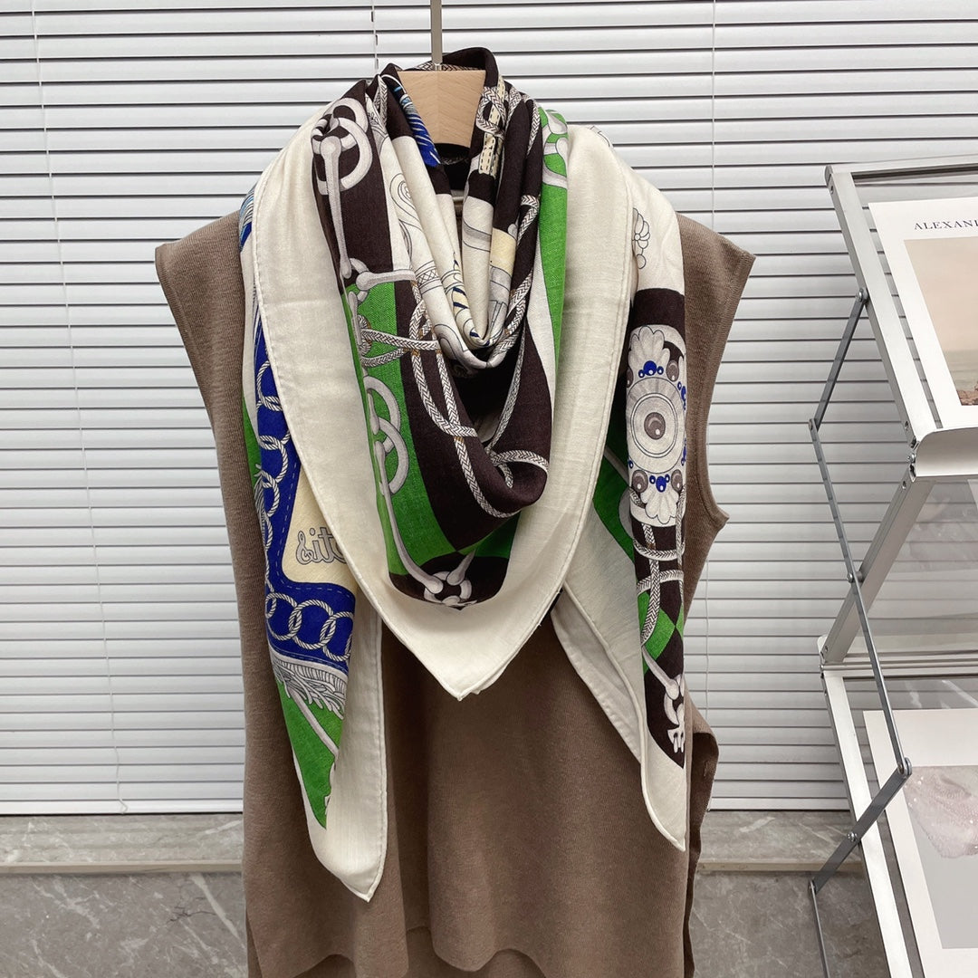 小愛款-雙面大絲巾 136cm-30%真絲70%羊毛