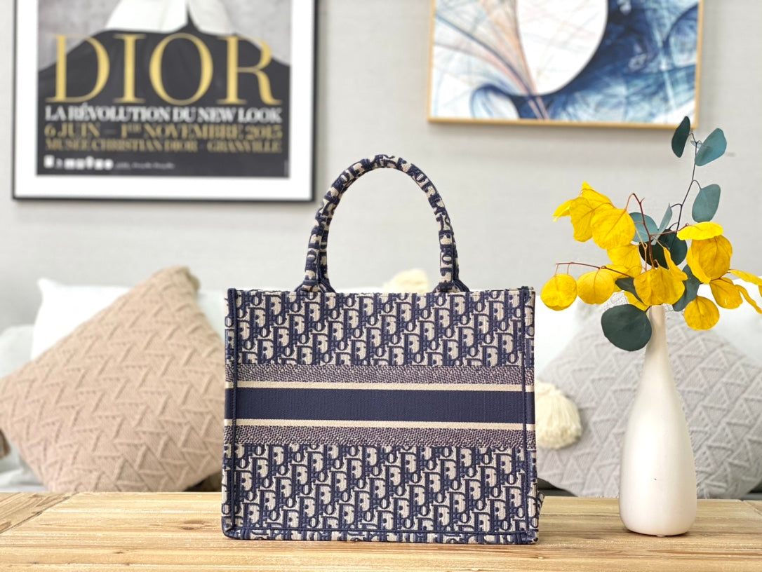 Dior Book Tote-小號36.5cm-深藍老花