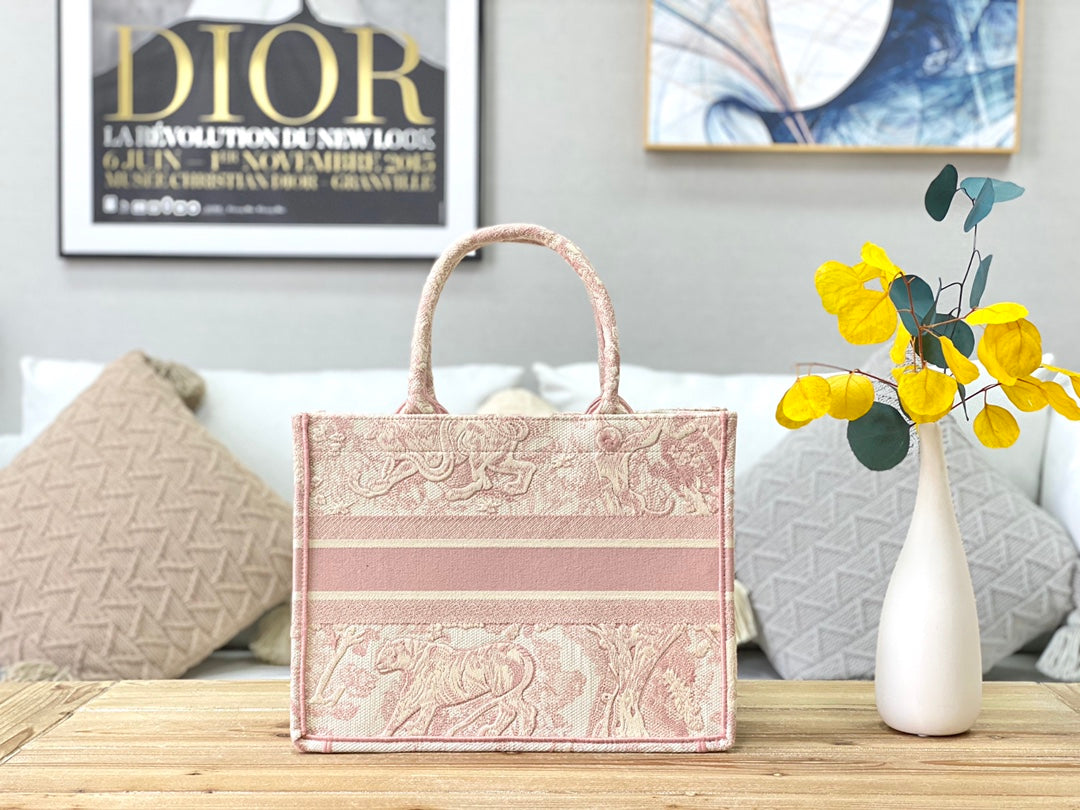 Dior Book Tote-小號36.5cm-粉色老虎