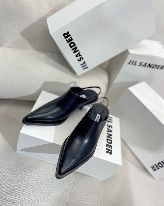 Jil sander-2022春夏 走秀新款 牛皮尖頭貓跟拖鞋