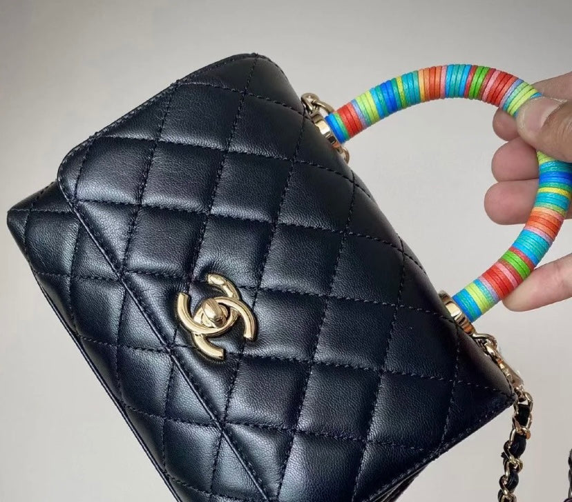 Chanel mini coco handle彩虹包-黑色