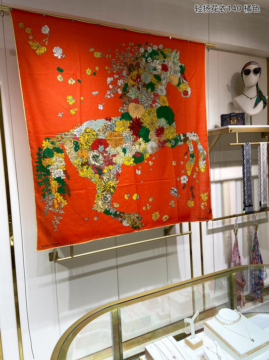 小愛款-花馬140 真絲羊絨方巾