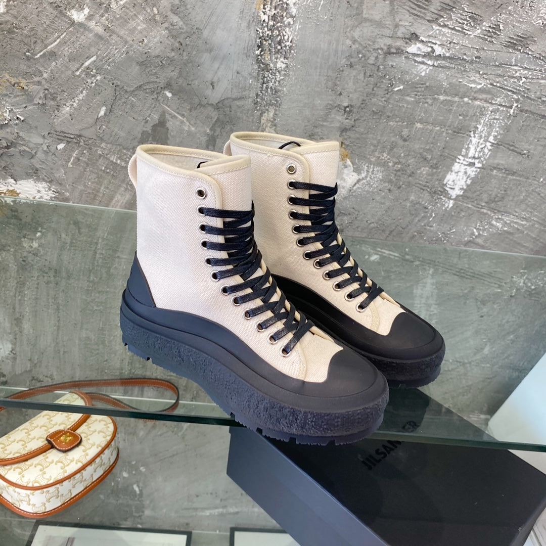 Jil sander-2022新款 高筒帆布鞋 白色
