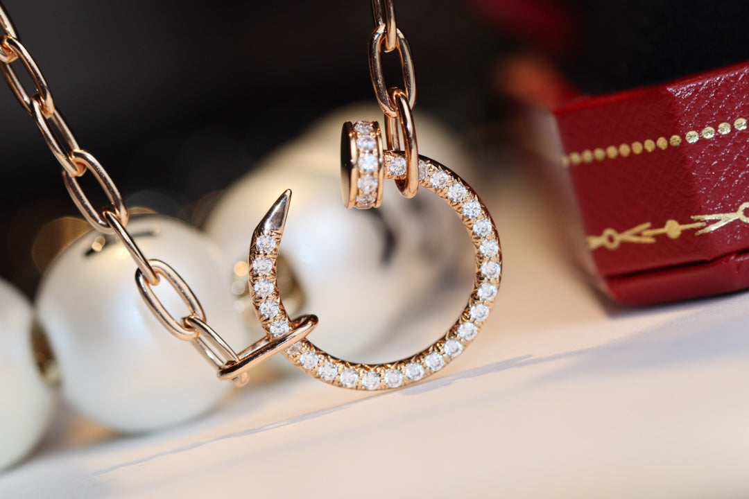 Cartier 釘子項鍊-玫瑰金-滿鑽