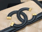 Chanel 復古CC荔枝牛皮-黑杏色翻蓋雙層卡包-仿舊五金
