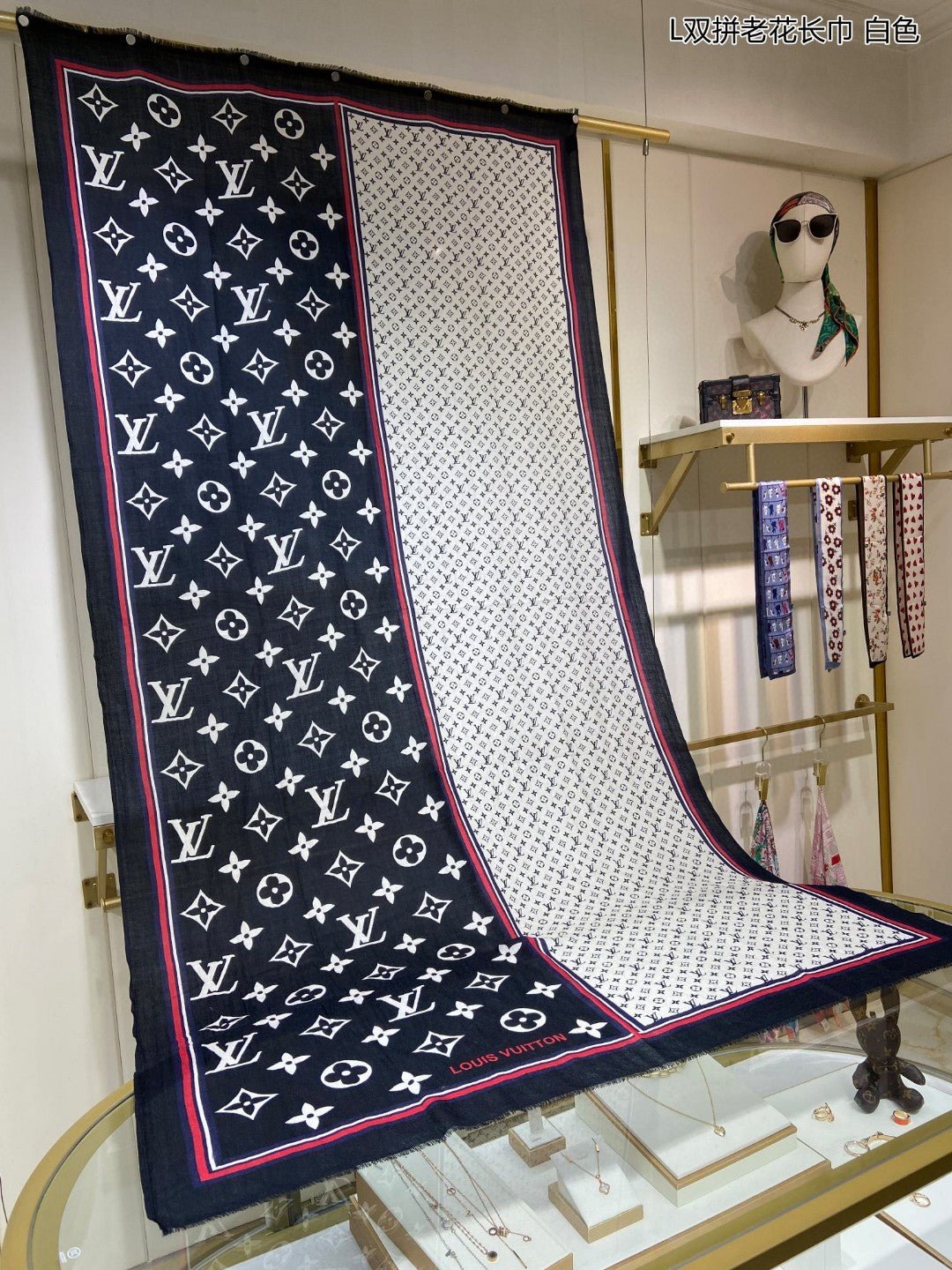路L家-雙拼老花長圍巾 110*200cm 100%頂極羊絨