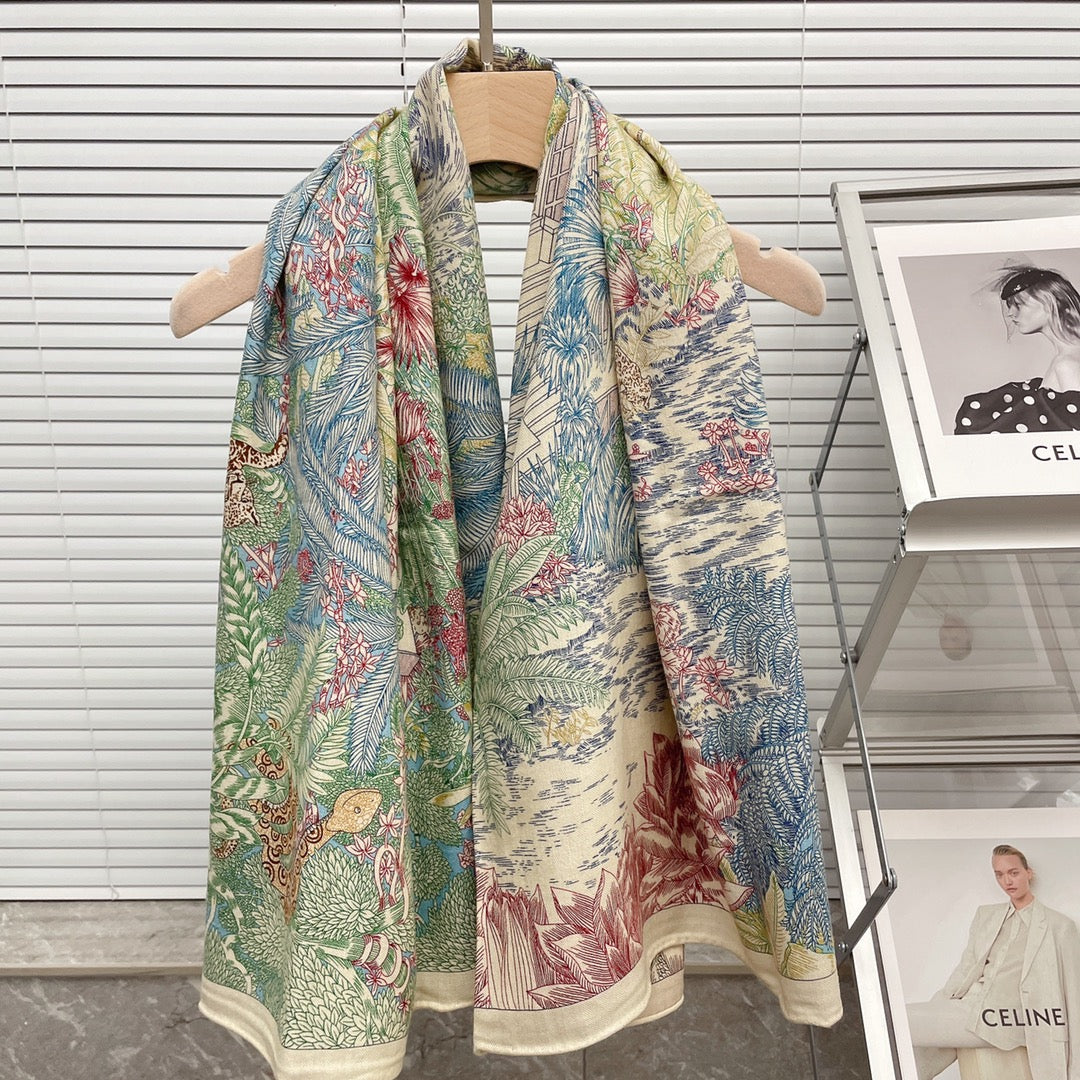 小愛款-雙面大絲巾 136cm-30%真絲70%羊毛