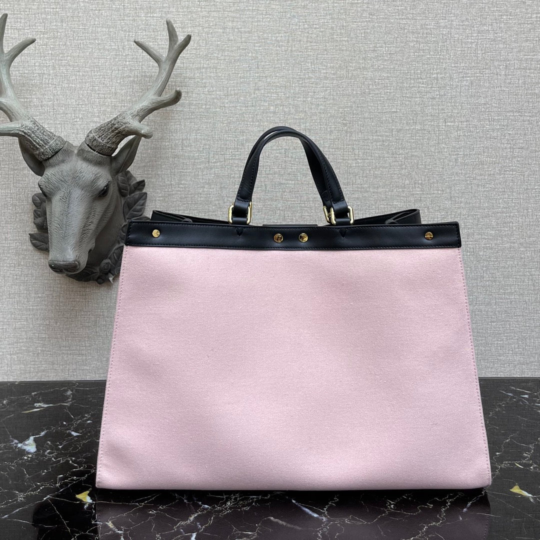 芬F家-PEEKABOO-TOTE-粉色皮革手提