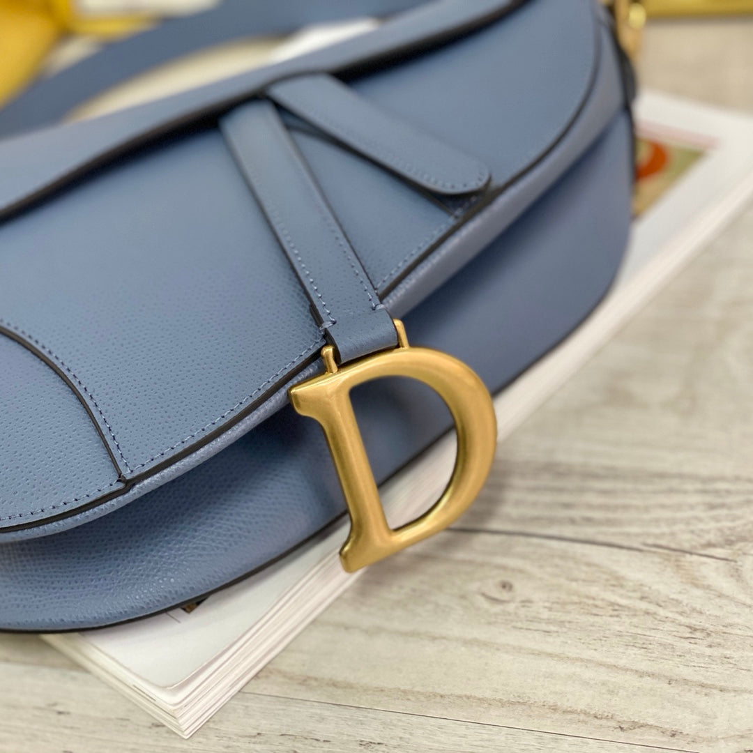 Dior Saddle 馬鞍包-手掌紋-大號海藍色-25.5cm