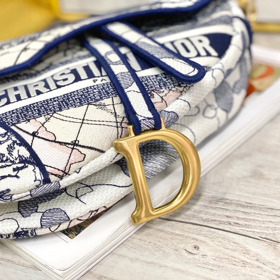 Dior Saddle 馬鞍包-帆布刺繡-大號-25.5cm